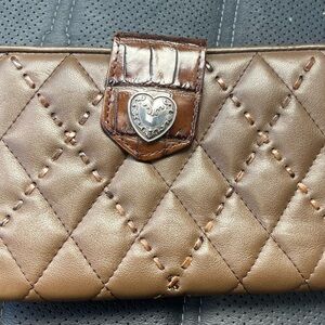 Brighton Brown quilted  Leather Wallet with Embossed Logo